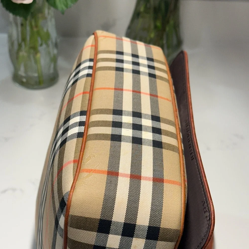 Burberry Nova Check Canvas & Leather Messenger Shoulder Bag